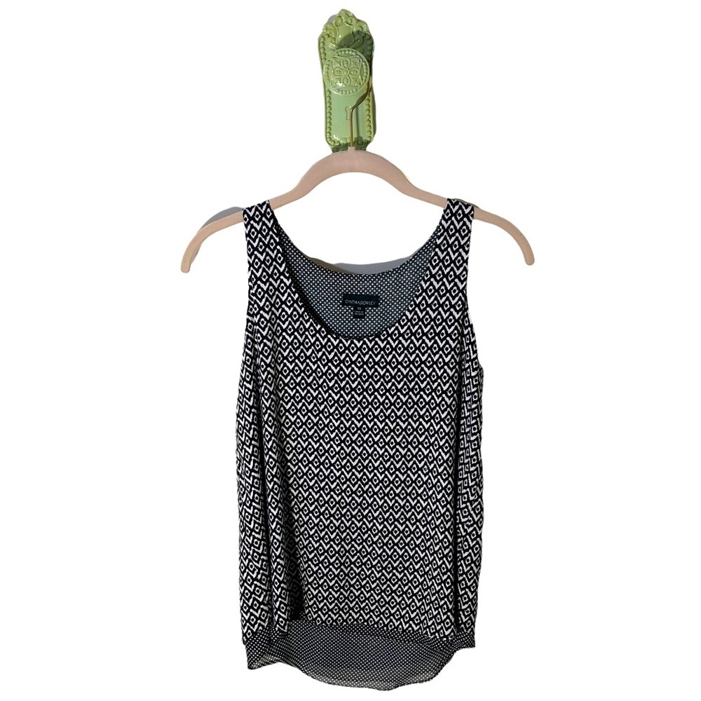 𝅺Cynthia Rowley Tank Blouse Double Layer Flowy Mini Boho Batik Print